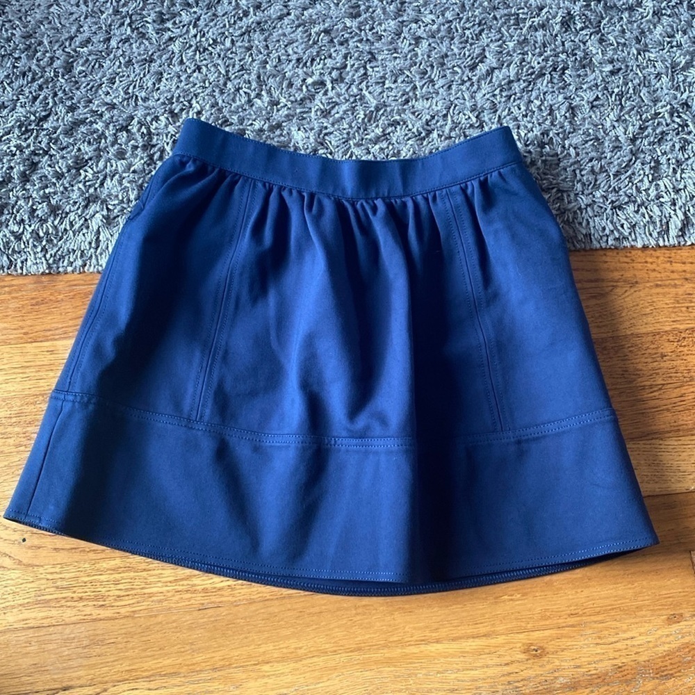 Madewell Navy Blue Ponte Swivel Mini Pleaded Side Zipper Snap Size 4